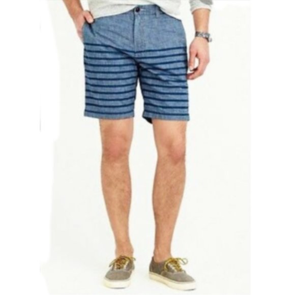 J. Crew Other - J. Crew Station Men's Stanton Indigo Striped Casual Chino Shorts Size W33